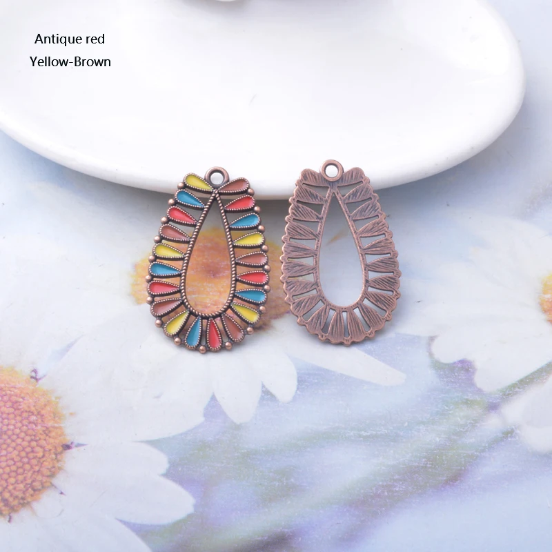 10 Stück Emaille-Wassertropfen-Anhänger aus Legierung, bunt, antikes Silber und Bronze, Anhänger für DIY-Schmuck- und Ohrringherstellung – Detail 8