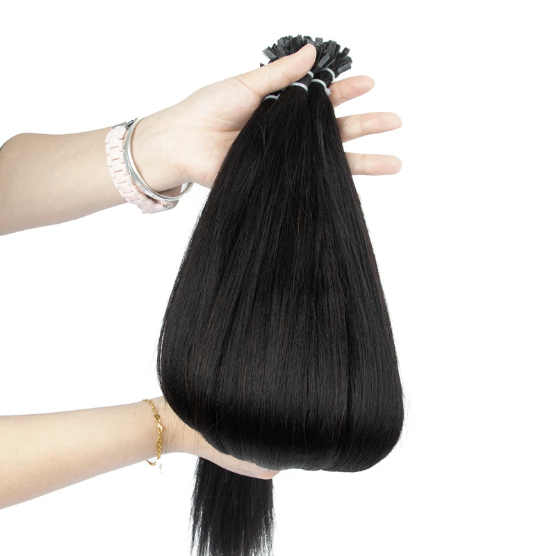 K팁 헤어 익스텐션 인모 라이트 야키 큐티클 레미 프리 본디드 케라틴 핫 퓨전 헤어 익스텐션 14-26인치 1B V팁