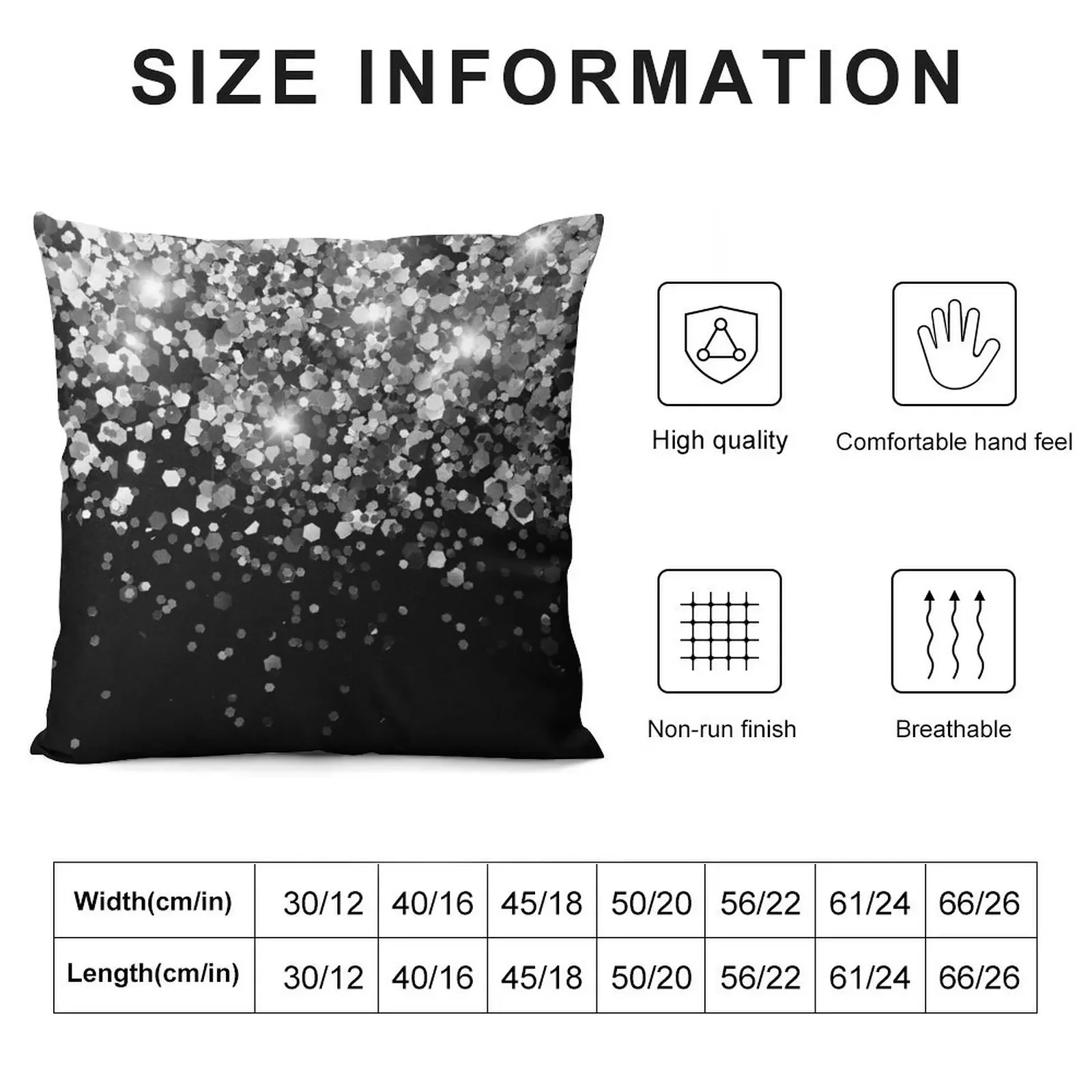 Silver Gray Black Glitter #3 (Faux Glitter - Photography) #shiny #decor #art Throw Pillow Sofa Cushion sleeping pillows pillow