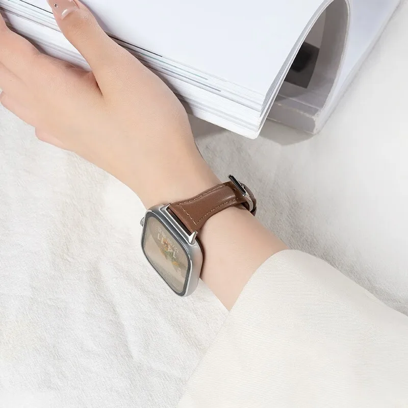 Apple Watch用スリムレザーストラップ,44mm, 40mm, 41mm, 42mm, 38mm, 49mm, 44mm, 8mm,45mm,ウルトラ9,7 se,3, 4, 6