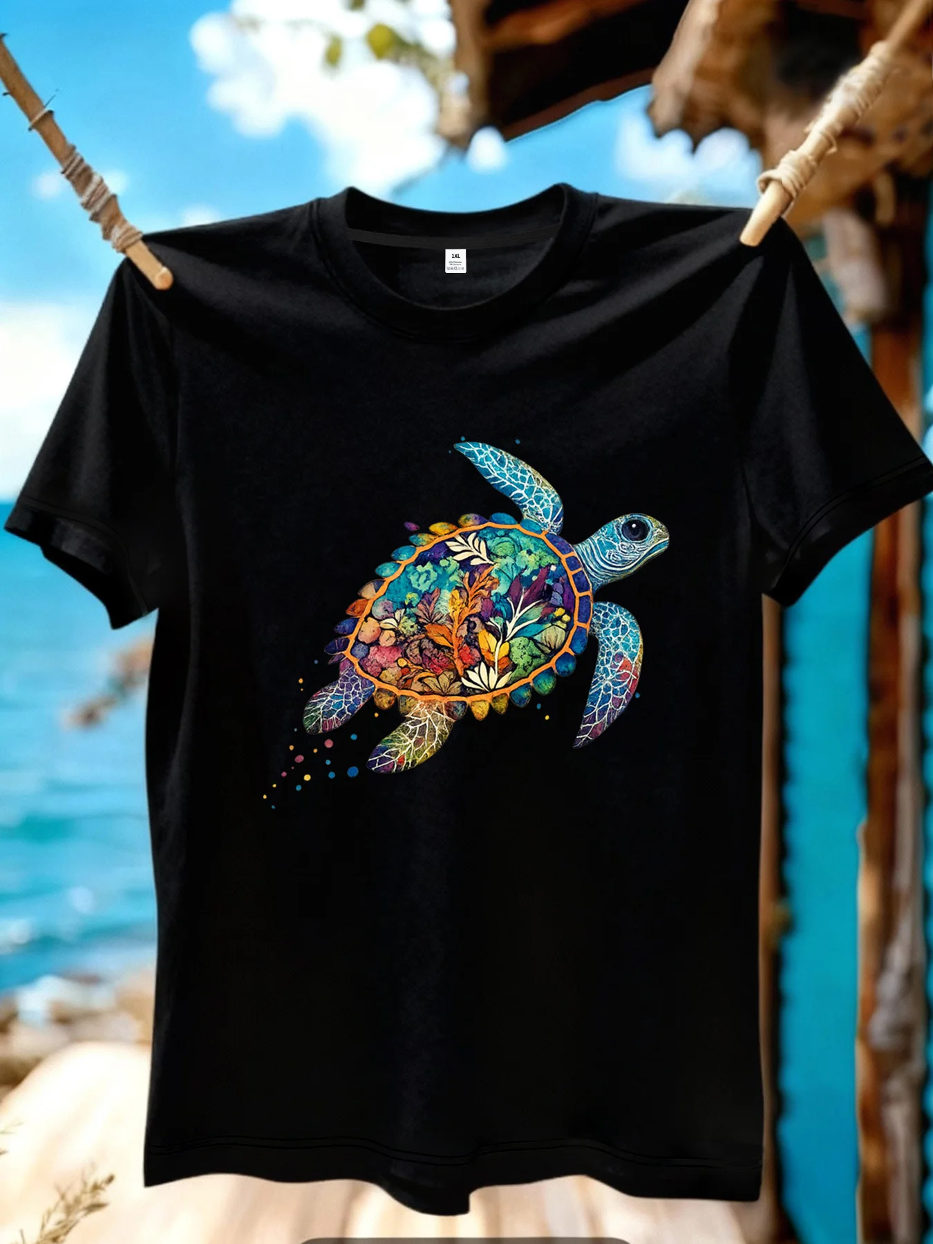 

[YJ01148]Turtle Pattern Print Plus Size Women's Crew Neck T-Shirt Summer Casual Short Sleeve Top Fashionable Versatile Clothing