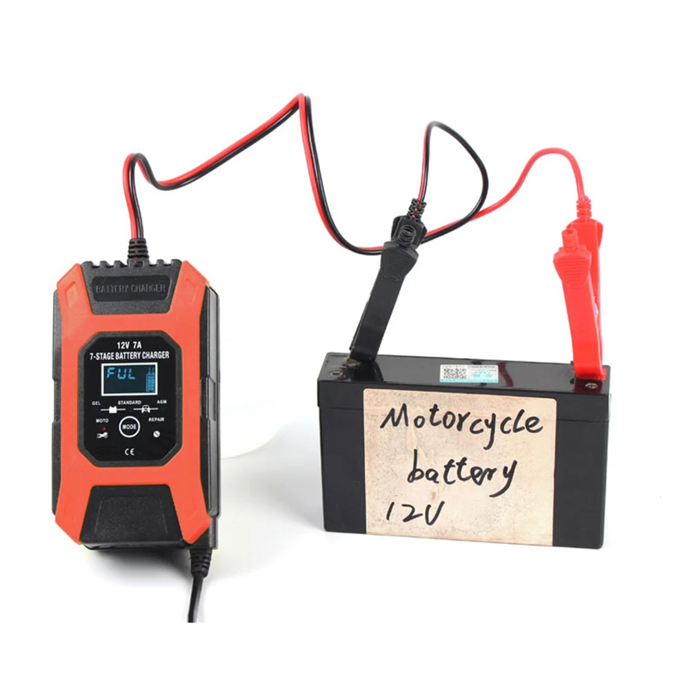 12V 7A for Car Motorcycle Batteries Digital Display Auto Polarity Protection Safe Fast Charging Device
