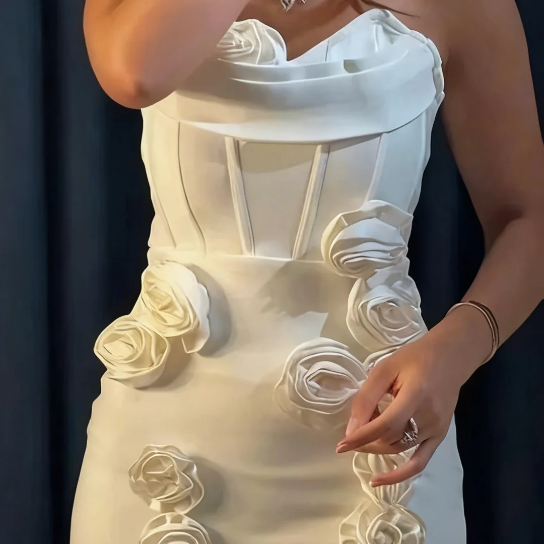 Querida mancha vestido de festa sem mangas vestido de noite plissados arábia saudita flores vestido de celebridade vestidos de noite