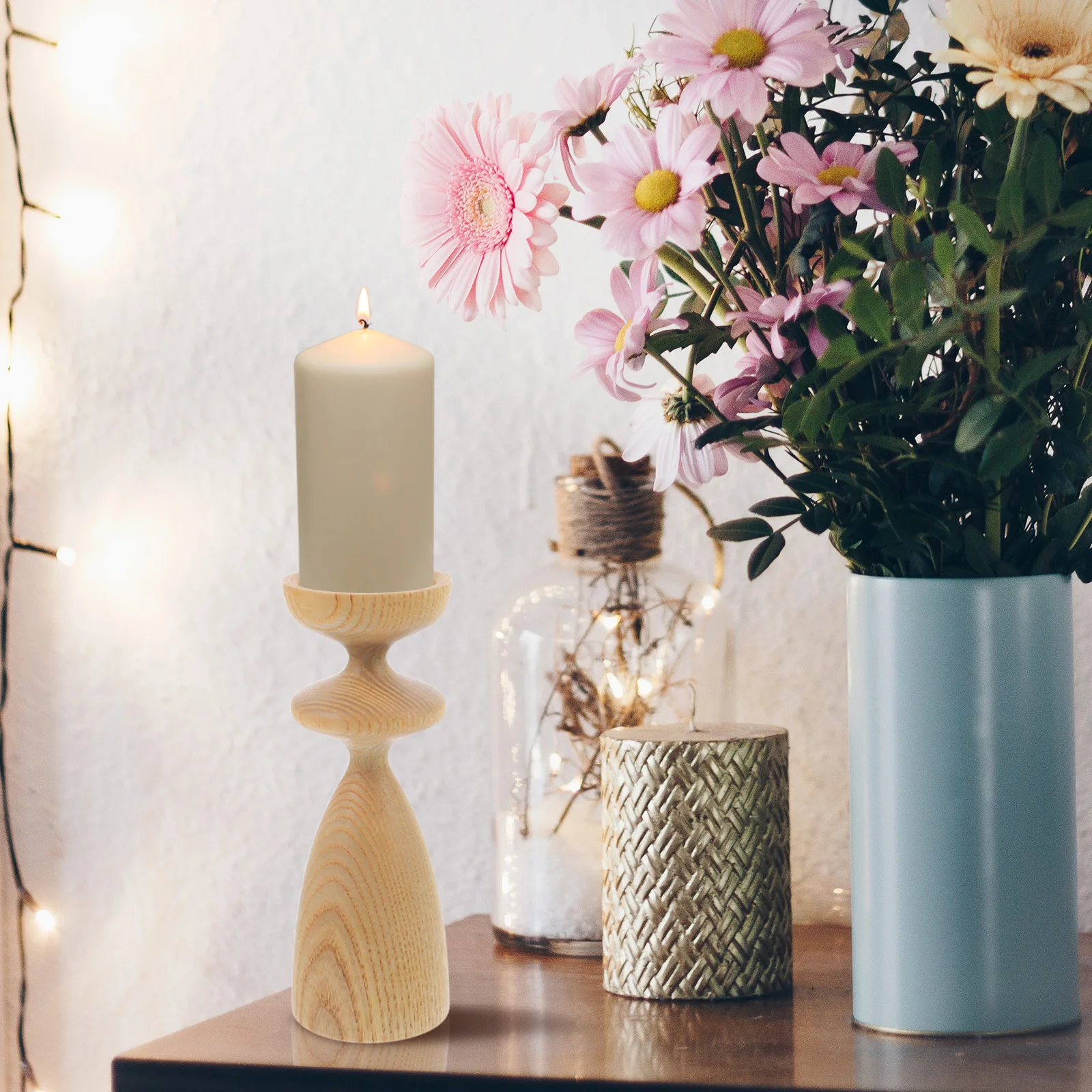 

Holder Wood C Holder Wood Base Tealight C Tapered Decor Dining Table Bedroom Study Living Votive St