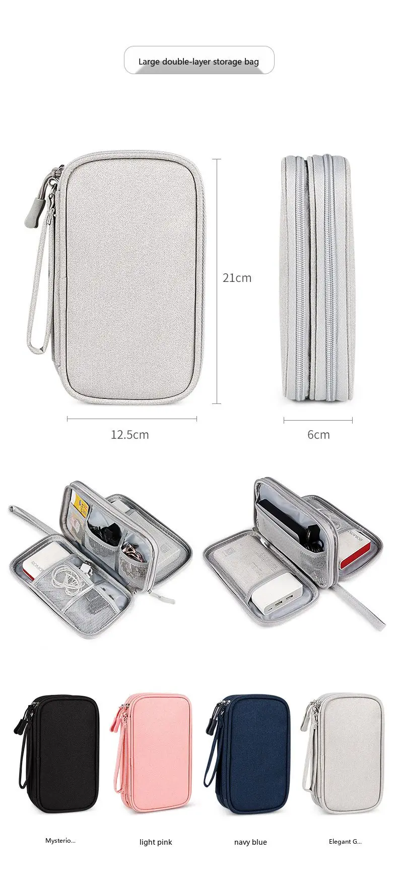 Kabel-Organizer-Tasche Reise-Digitalzubehör-Aufbewahrungstasche für Telefon-USB-Ladegerät – Detail 5