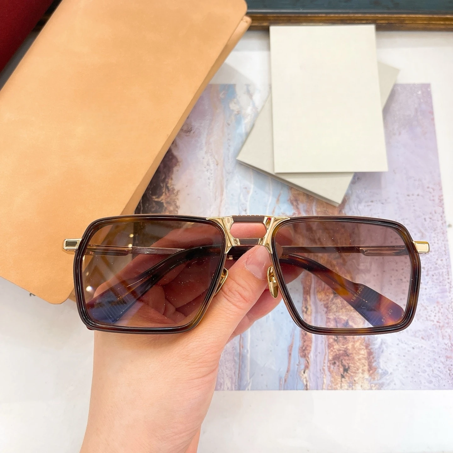   مربع جسر مزدوج النظارات الشمسية الشعبية مصمم رجل إمرأة GT-R موضة نظارات شمسية معدنية في الهواء الطلق الرجال النظارات الشمسية