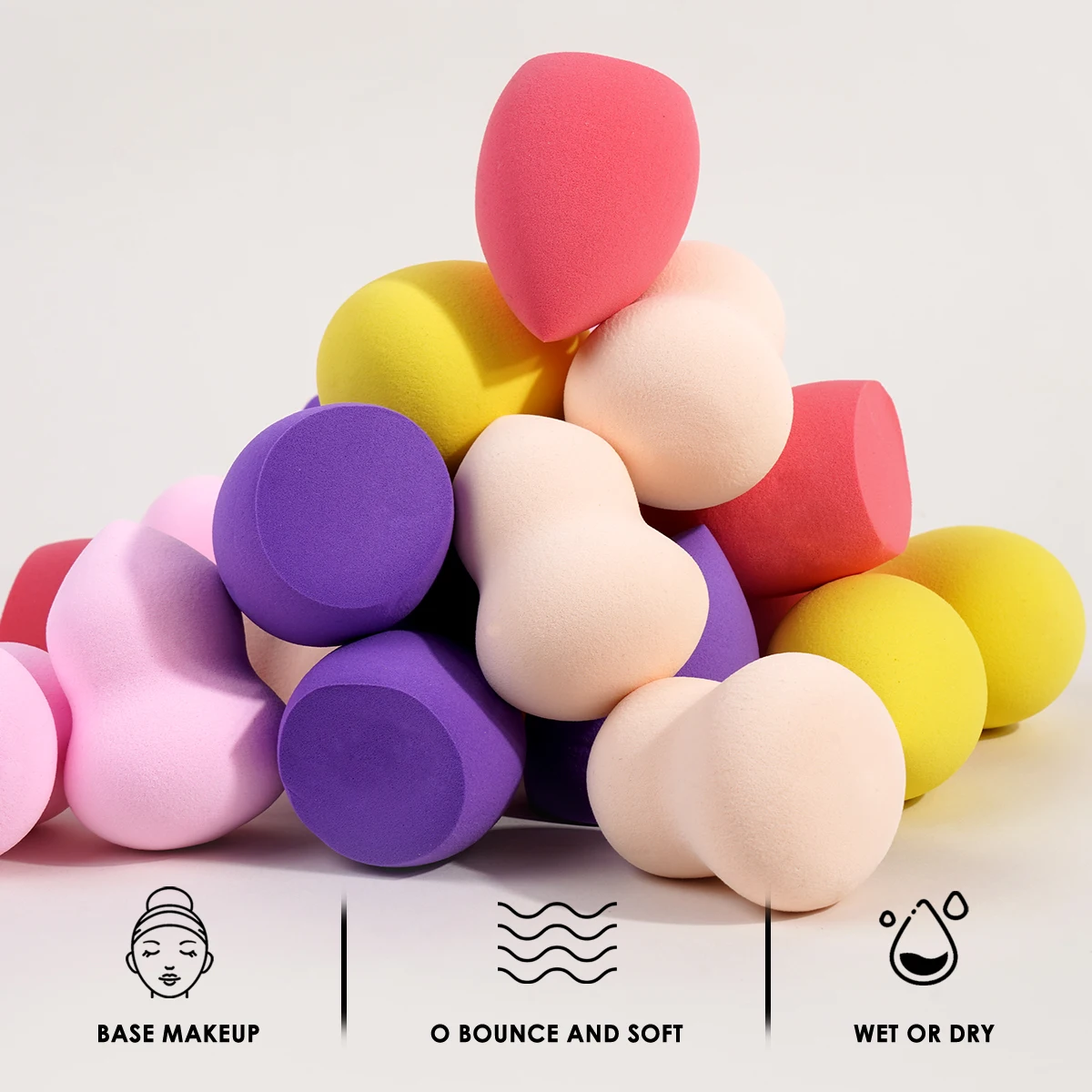 MAANGE 25PCS Makeup Sponge Beauty Egg Mix Size Cosmetic Puff for Cream Foundation Powder Blender Dry&Wet Use Makeup Puff