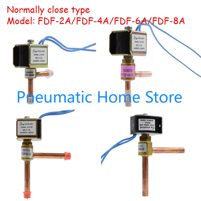 SANHUA FDF-2A FDF-4A FDF-6A FDF-8A Normally Closed Ice Maker Electromagnetic Valve 2 Way Defrosting Solenoid Valve