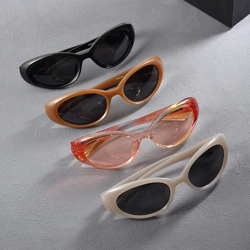 24038 Retro Cat-eye Sunglasses Women Advanced New Futuristic Narrow Frame Handmade Men Sunglasses Can Be Engraved LOGO