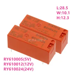 2Pcs/lot Original New TE SCHRACK RY610005 5VDC RY610012 12VDC RY610024 24VDC 8A/250VAC 5PINS Power Relay