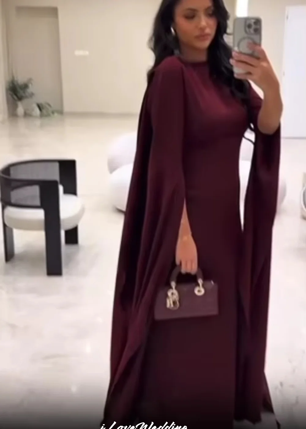 Elegant Burgundy Prom Dresses 2025 Satin O-Neck Long Sleeve Mermaid Floor Length Evening Dress Wedding Party Dress Customized image 3