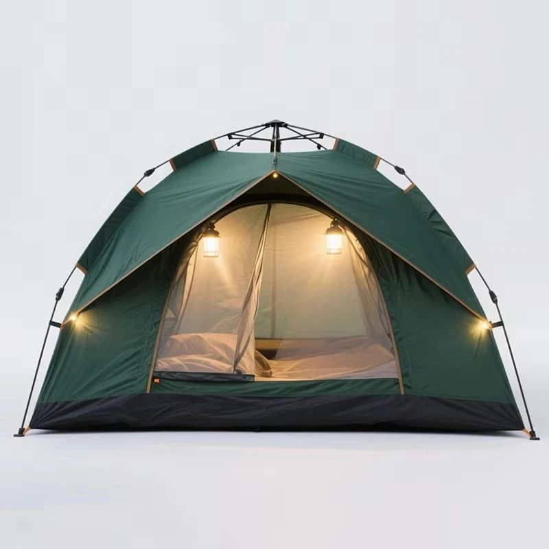 

STLF 1-2 Person Outdoor Camping Tent Large Space Dual Ventilation Rainproof Sunproof Automatic Family Equipment Made Polyester F