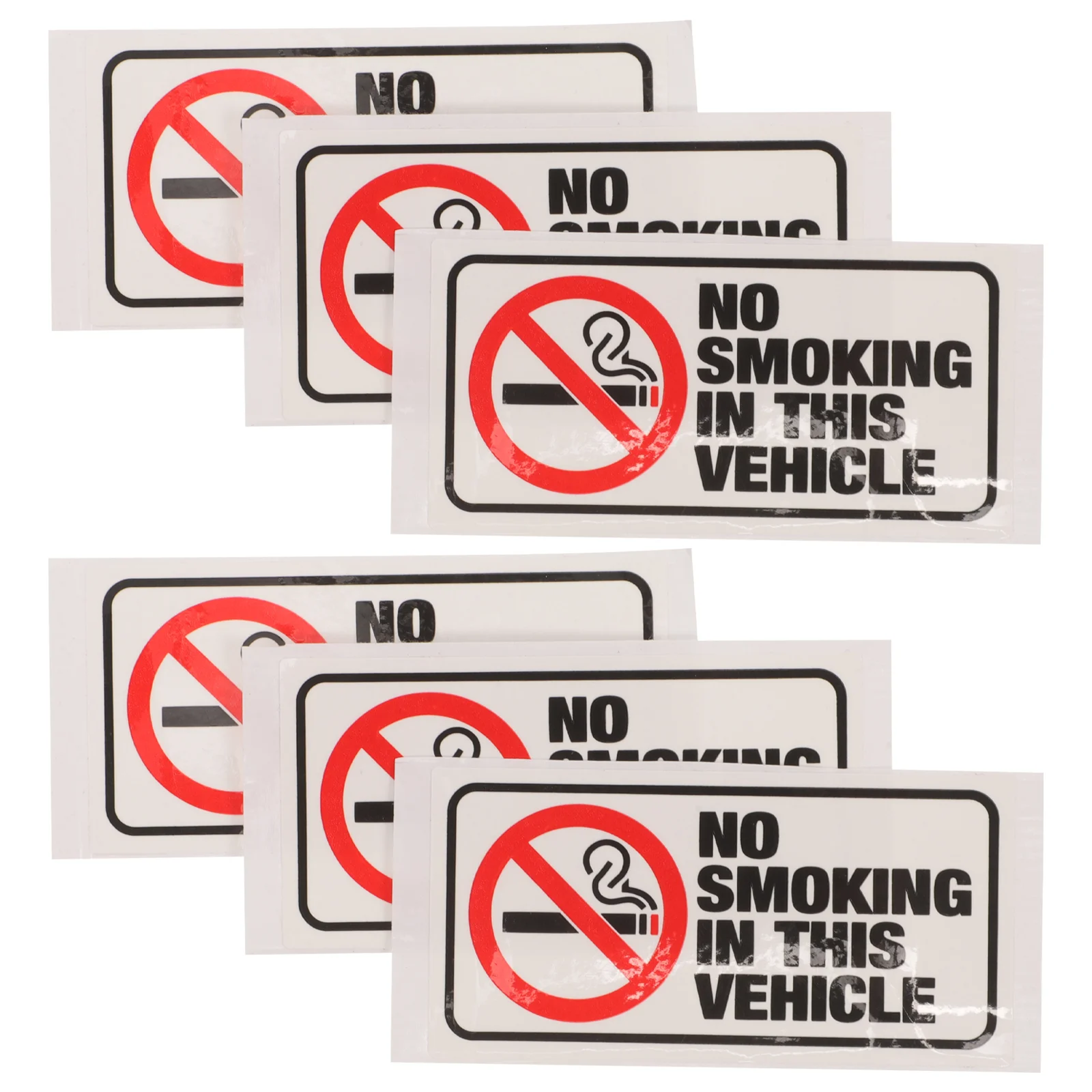 6 pcs No Smoking in This Vehicle Sign Sticker Self Adhesive Sticker Warning Sticker for Car