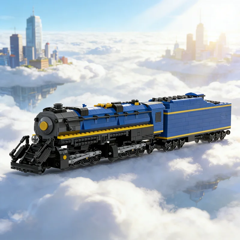 

Набор строительных блоков MOC «Поезд Норфолк-Вестерн» (1687 деталей), синий, фэнтези, архитектурная модель, рождественский подарок, игрушка, креативный DIY-набор