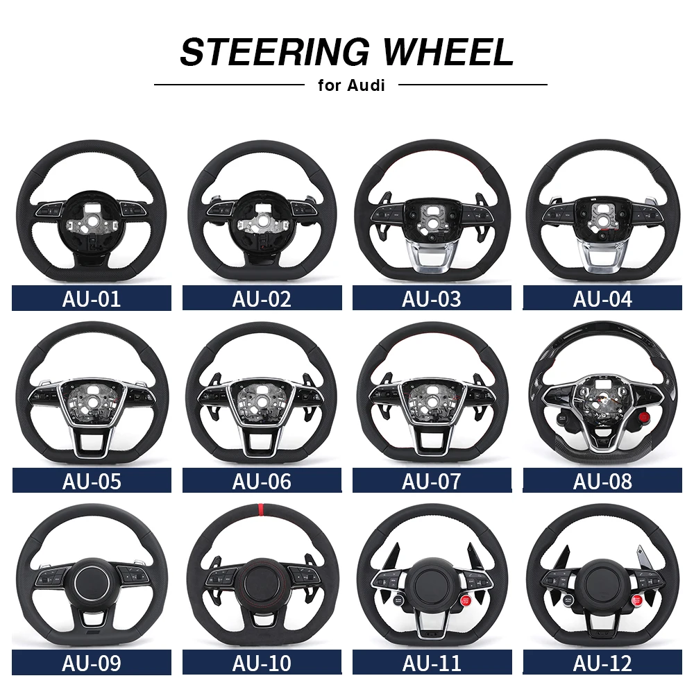 RELI Custom Volant Lenkrad Flat Bottom Half Perforated Leather Steering Wheel for Audi RS TT TTRS RS3 RS4 RS5 RS6 RS7 R8 C8 Q5 B view 6