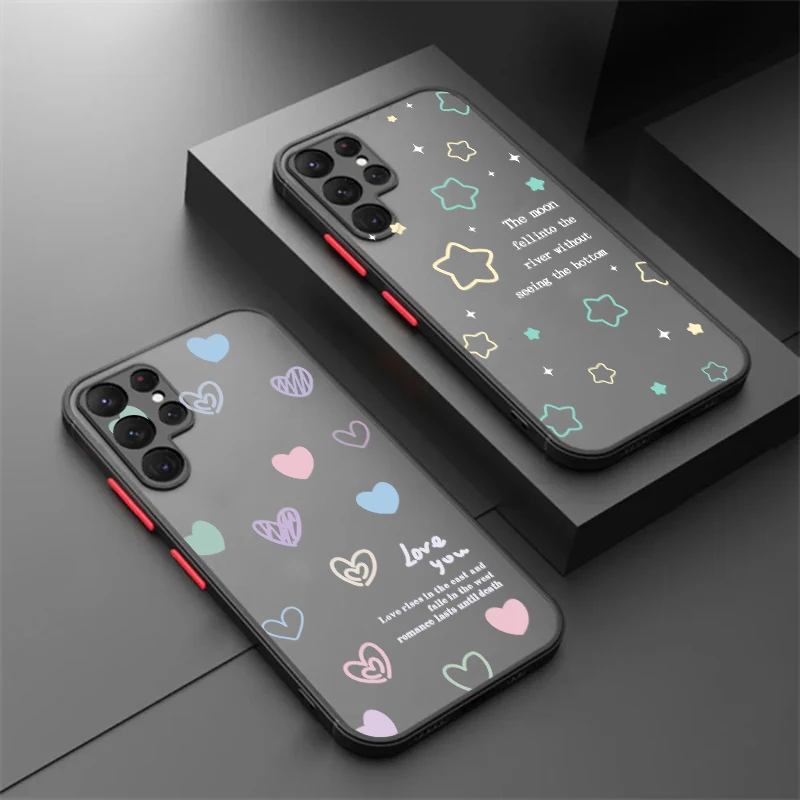 

Beautiful Star Love Art Cute Frosted Translucent For Samsung Galaxy S24 S23 S22 S21 S20 FE S10 S9 S8 Plus Ultra Pro 5G Funda