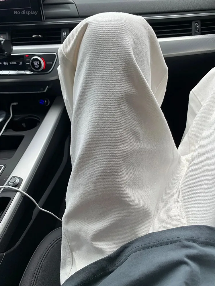 

Cleanfit White Men's Jeans Summer Small Size American Vibe Slim Straight Narrow Micro Flare Pants High Waist Long Cotton Poly...