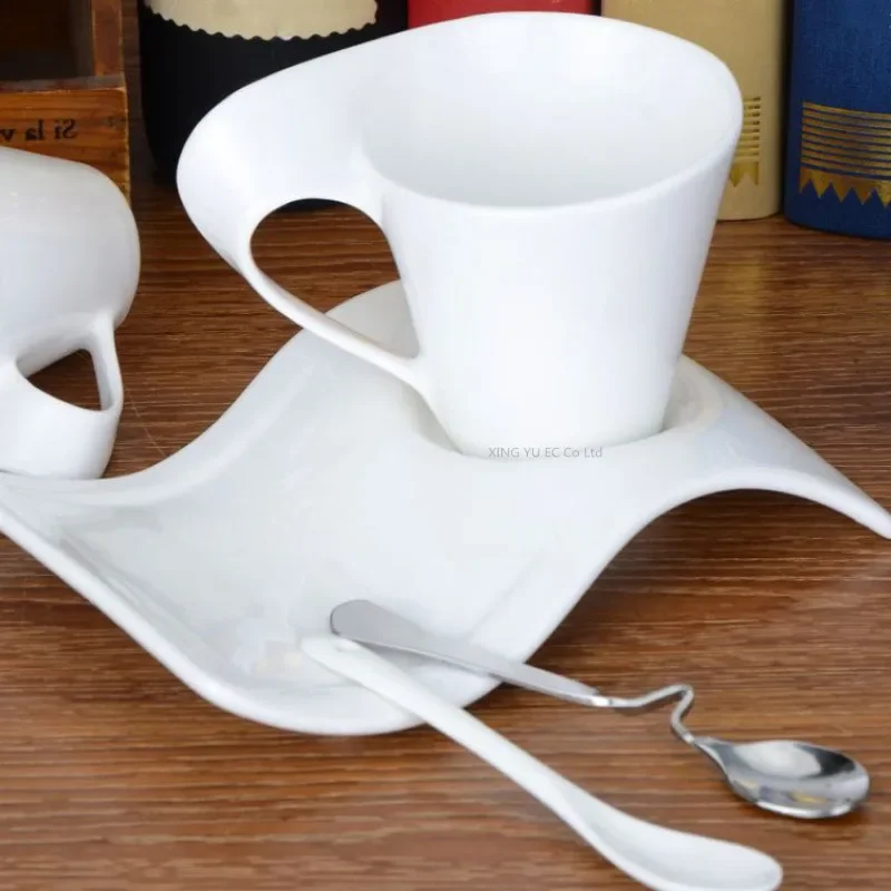 European Ceramic 200ml Coffee Cup Espresso Coffee Cup Home Mug Creative Couple Breakfast Cup Milk Cup 90ml Art Tea Cup Set