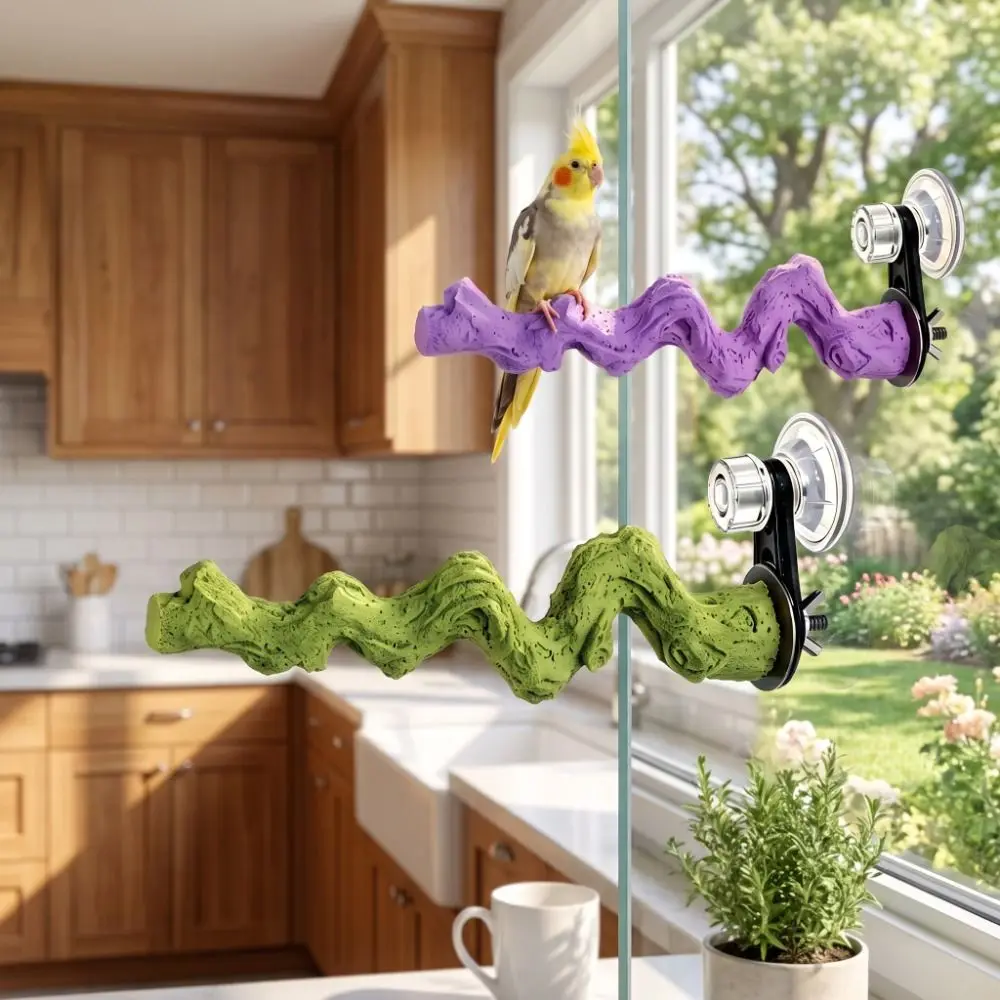 Rough-Surfaced Paw Grinding Stick Suction Cup/Screw Fixation Wear-resistant Reptile Climbing Branch Easy Installation Decorative