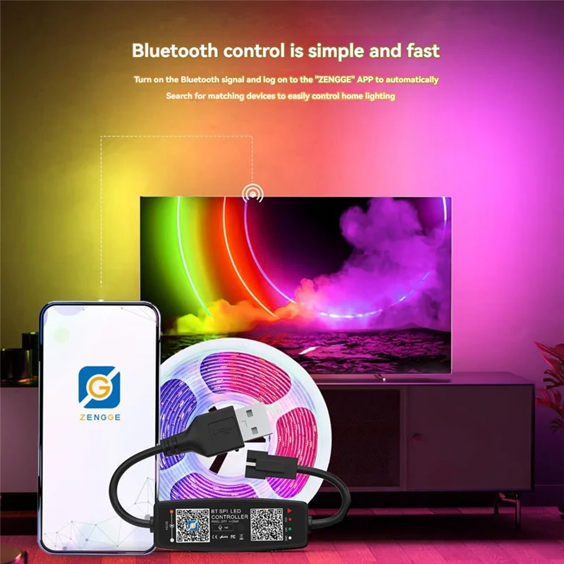 AT51-WS2812B Controller รีโมทคอนโทรลบลูทูธเพลง APP สําหรับพิกเซล LED Strip Light SK6812 WS2811 WS2812