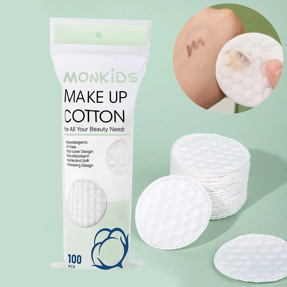 100/200 ชิ้นผ้าฝ้ายกลมนุ่มเนื้อสองด้านทุกวันทําความสะอาดผิวหน้ากําจัดแต่งหน้าดูแลผิวสําหรับบ้านและการเดินทางเรา