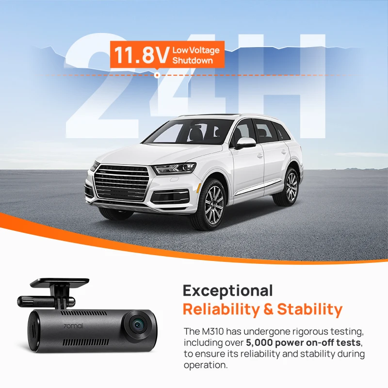 【Nouveau】 70mai Dash Cam M310 1296P Résolution 130 ° FOV Smart Voice Control Support 24H Parking Guard Vision nocturne 70mai M310 Voiture DVR