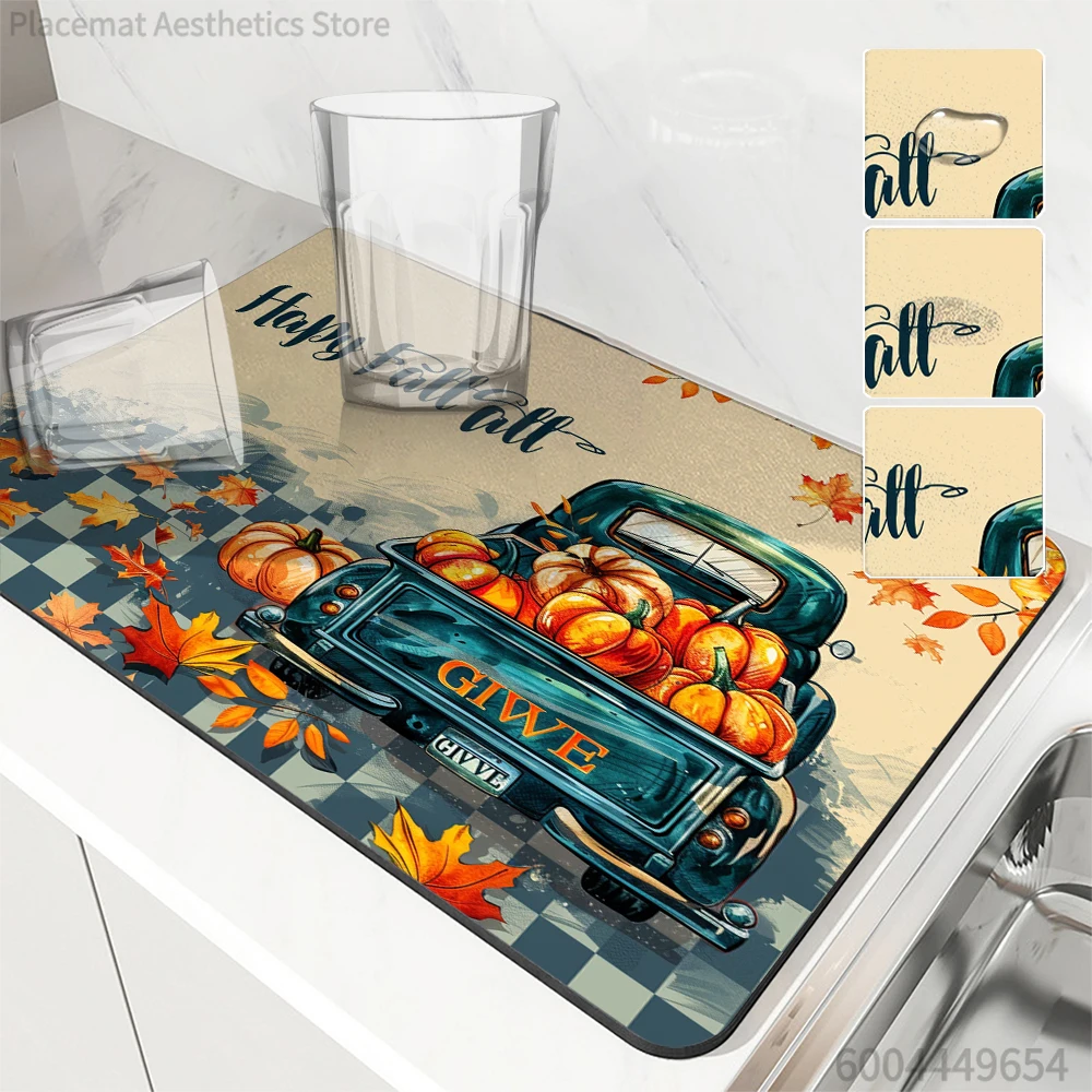 Absorbent Anti-slip Coffee Dish Mats Pickup Squash Large Kitchen Absorbent Draining Mat Drying Mat Quick Dry Bathroom Drain Pad