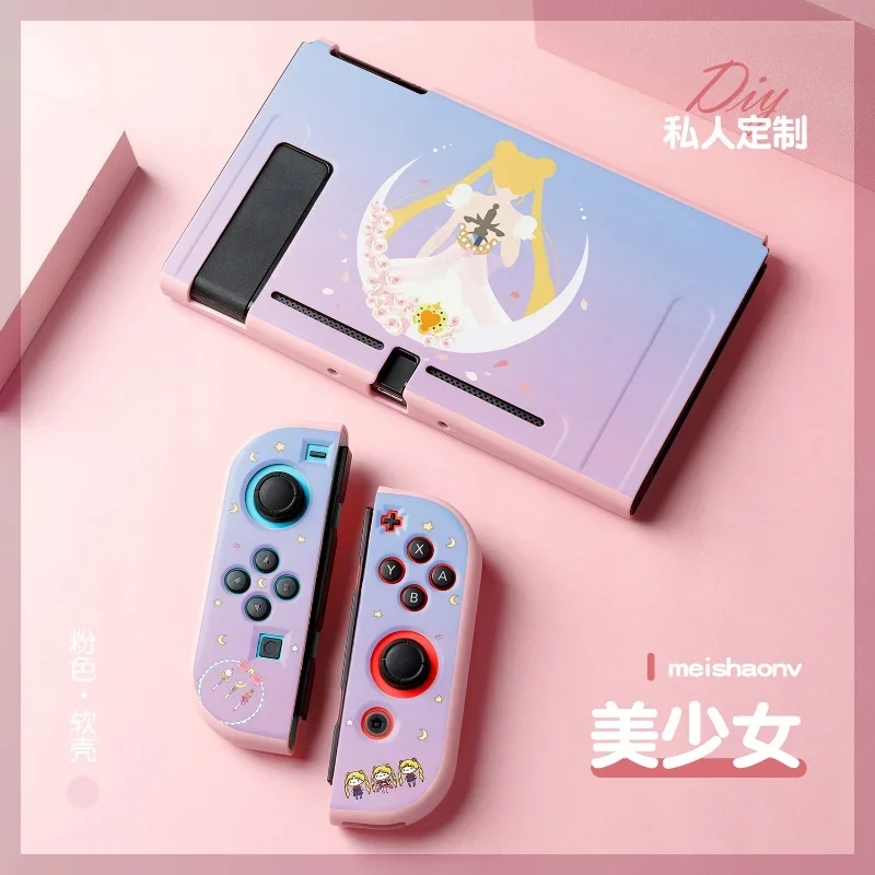 Kawaii Sailor Moon Pink Switch Protective Shell NS Controller Joy-Con Split Hard Cover Protection Case for Nintendo Switch Gift