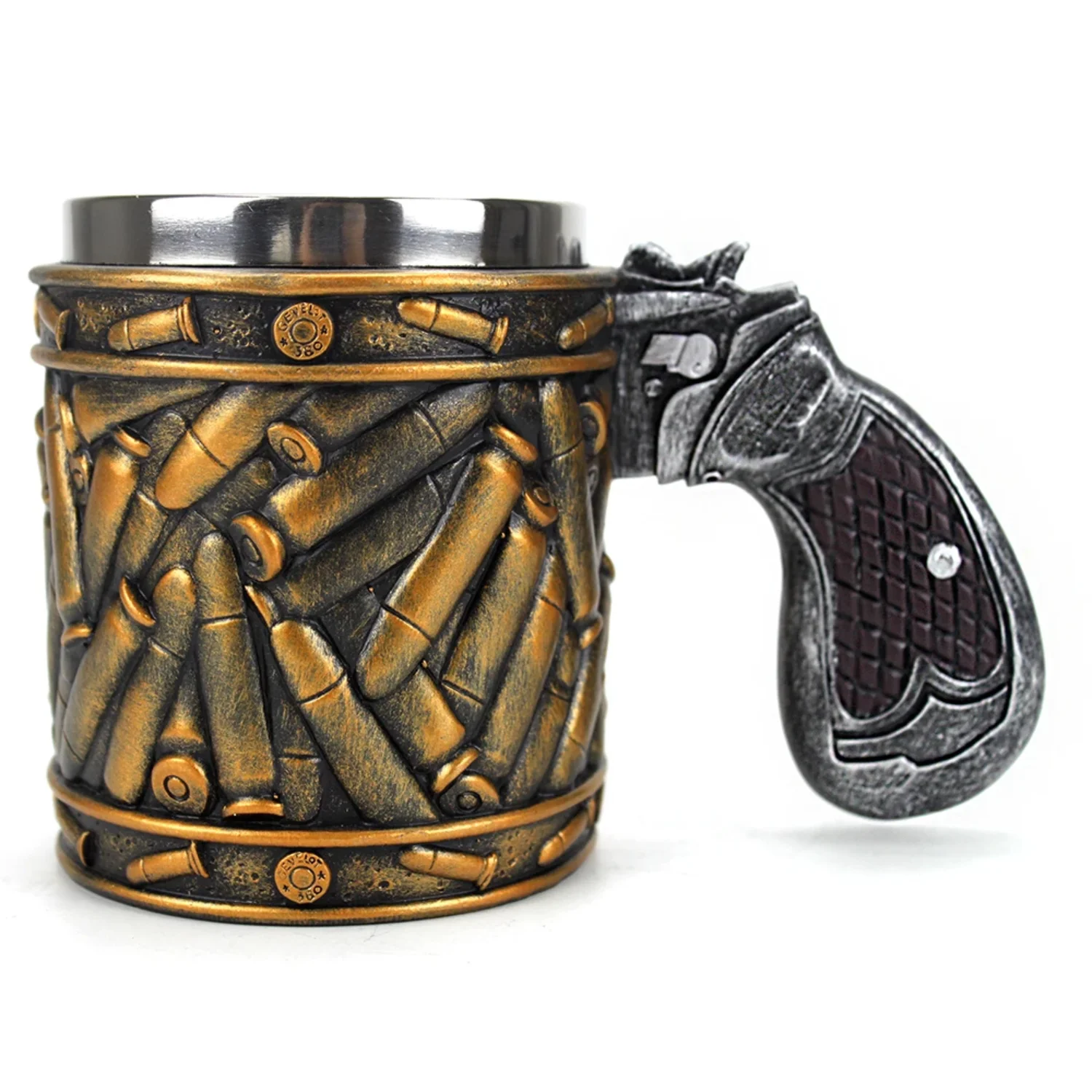 Revolver Gun Pistol Tankard Mug with 400ml Ammo Round Shells for Birthday, Christmas, Halloween Gift - Gun Mugs Cup