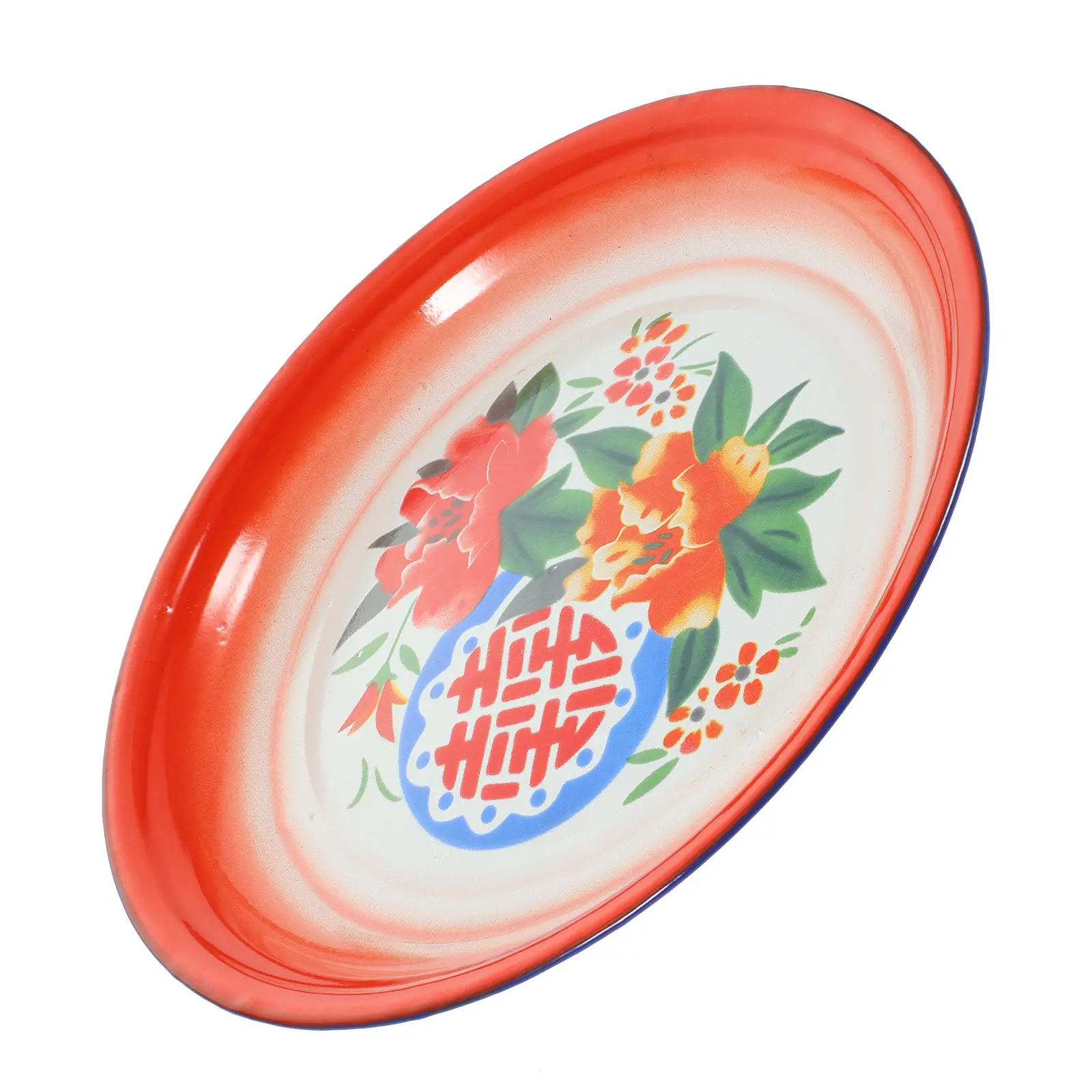 

Vintage Enamel Plate Exquisite Workmanship Burr Free Surface Ideal for Snacks Candies Fruits Serving Decorative Home Kitchen