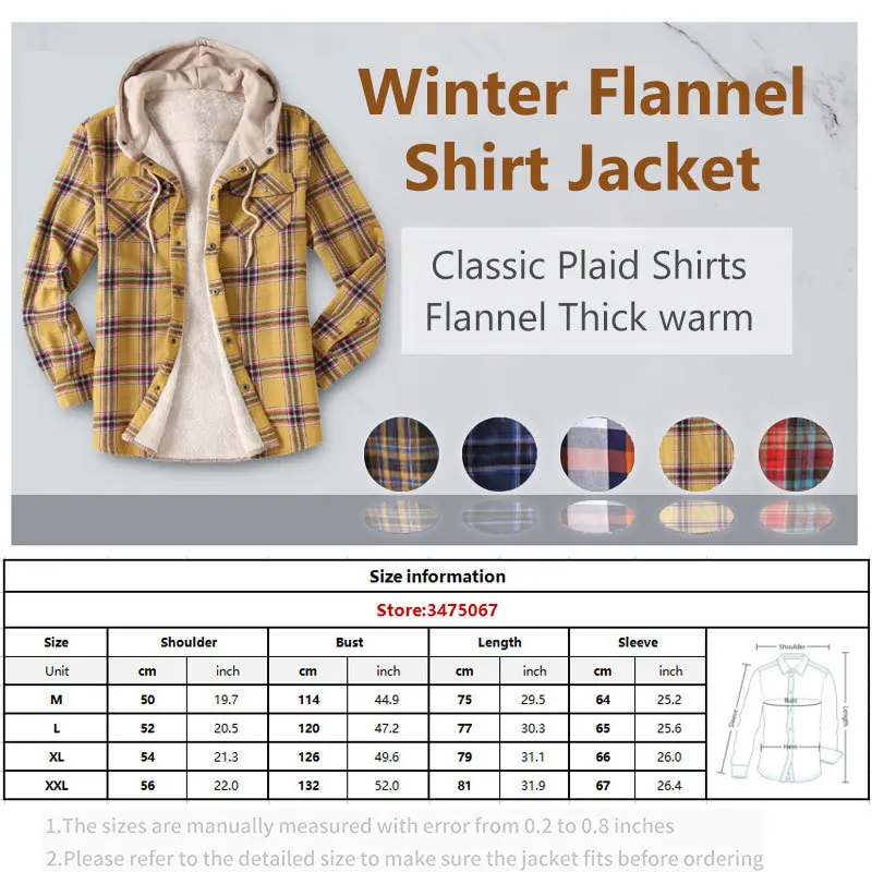 Mens Flannel Shirt Jacket with Hooded Thicken Warm Quilted Lined Women Plaid Jacket Coat Hoodie Fall Winter Outwears