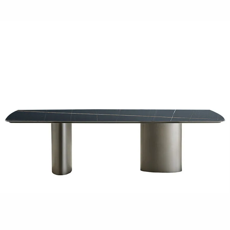 

Italian minimalist dining table light luxury stainless steel table modern minimalist restaurant household rectangular dining