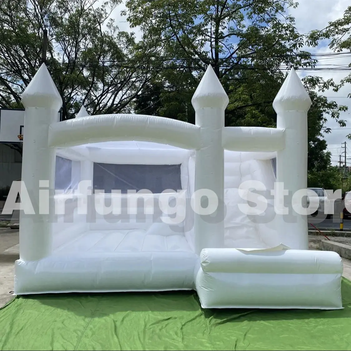 Casas de rebote inflables blancas con tobogán y PISCINA DE BOLAS, Castillo de rebote blanco, Combo de rebotador de aire personalizado, 13x13 pies/15x13 pies