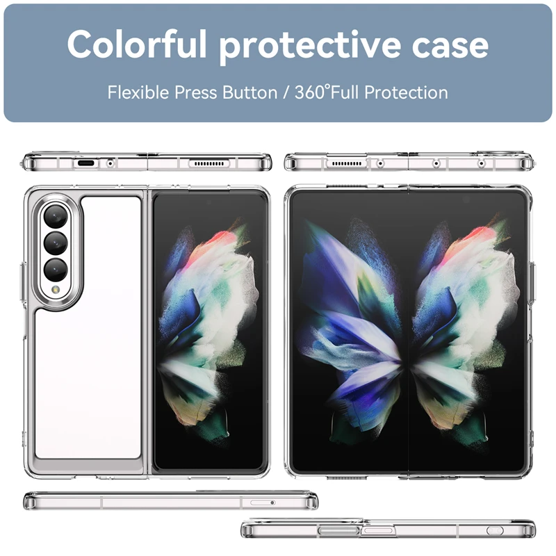 For Samsung Galaxy Z Fold 3 Case Cover Samsung Z Fold 3 Capas Back Transparent Colour Clear For Samsung Z Fold3 Fold 3 5G Cover