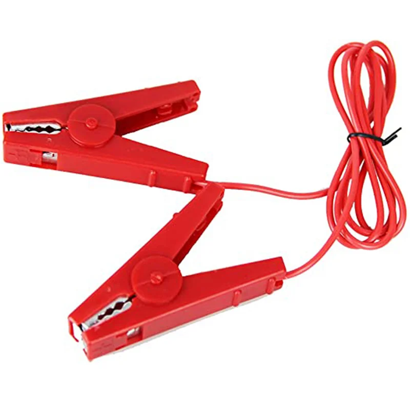 2PCS Farmily Jumper Leads Wire for Portable Electric Fence Red Color Energizer Replacement Connectors Fencing Crocodile Clips