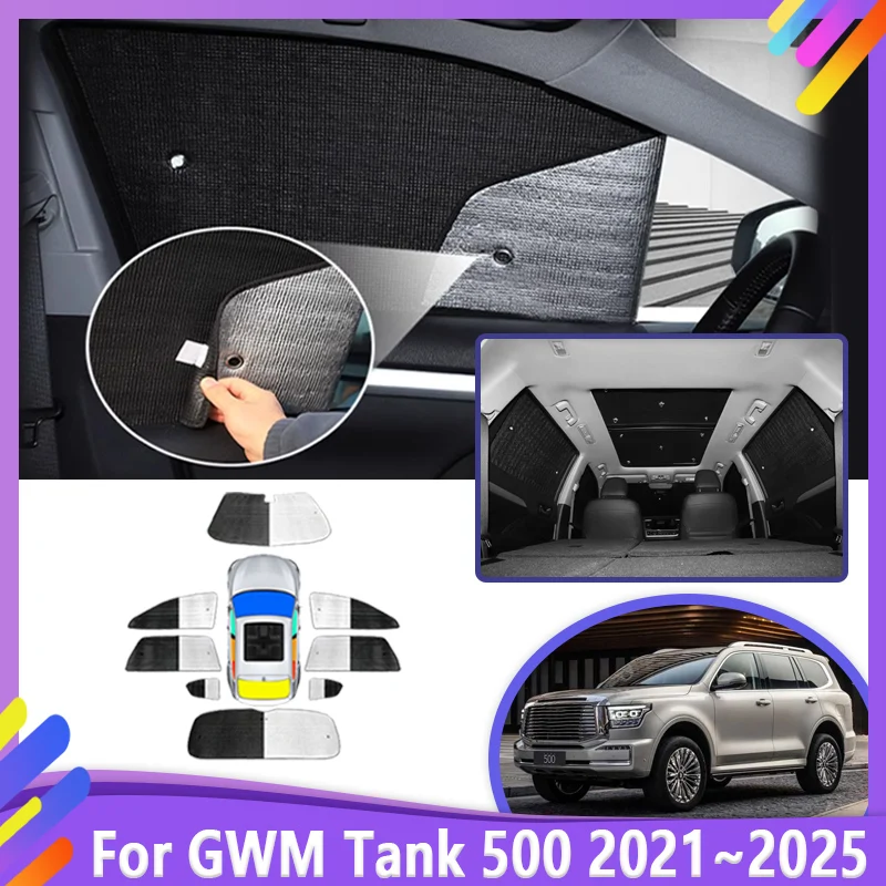 

Car Full Sunshade For GWM Tank 500 P03 2021~2025 2023 2024 Sun Visor Protection Windshield Shade Cover Curtain Auto Accessories