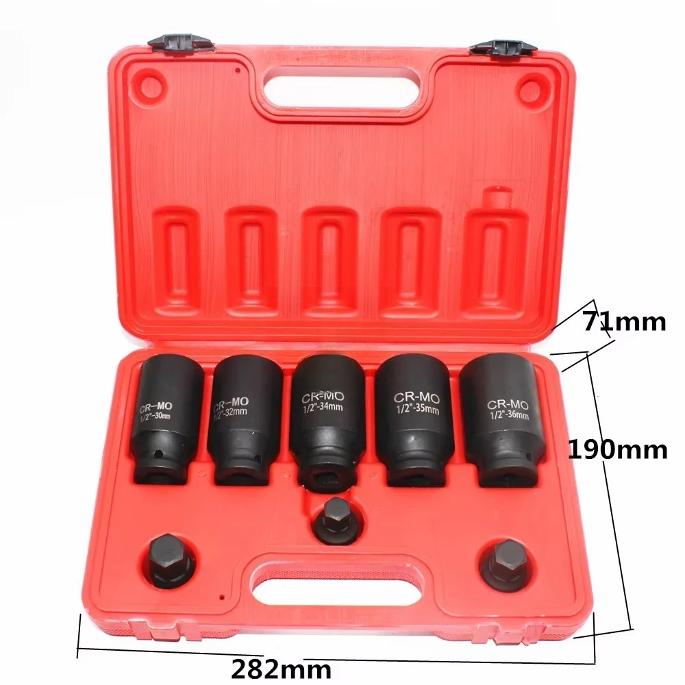 8pcs 1/2 Cr-Mo12 Angle Spline Socket Heavy-duty Tool 30-32-34-35-36mm H14-17-19 Pneumatic Impact Socket Set Mechanical Workshop