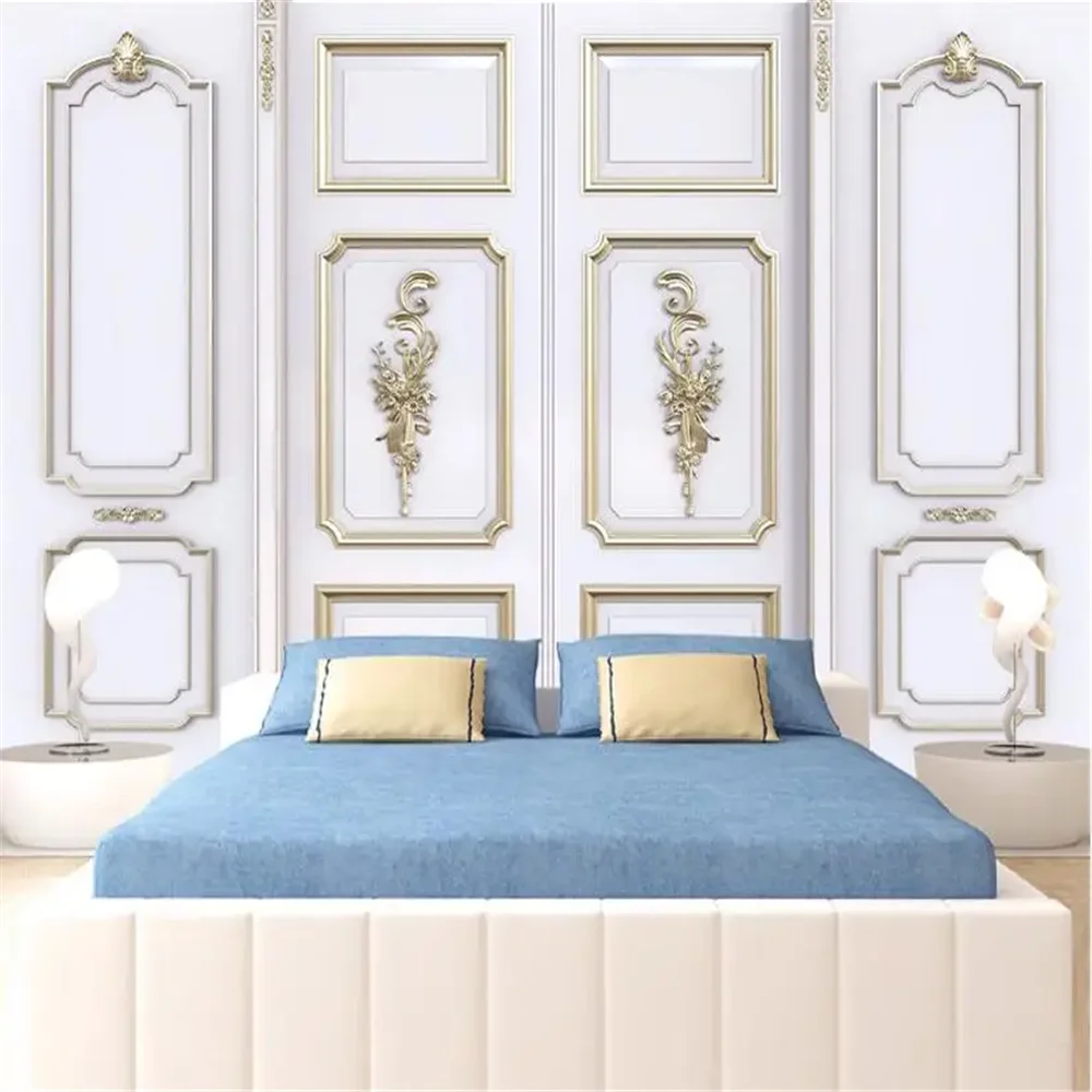 Custom Gypsum line Wall Paper Papel De Parede Relief carved wall panel Painting Background Photo Wallpaper 3D sticker home decor