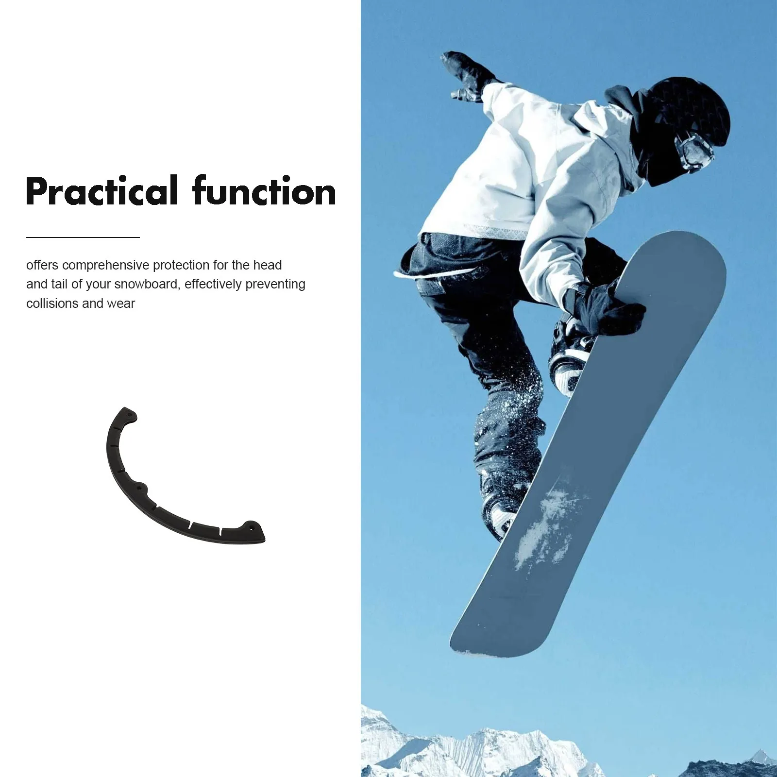 

2Pcs Black Snowboard Tip and Tail Protector Wrap-Around Three-Hole Rubber Edge Guard for Universal Snowboard Widths Travel Roof