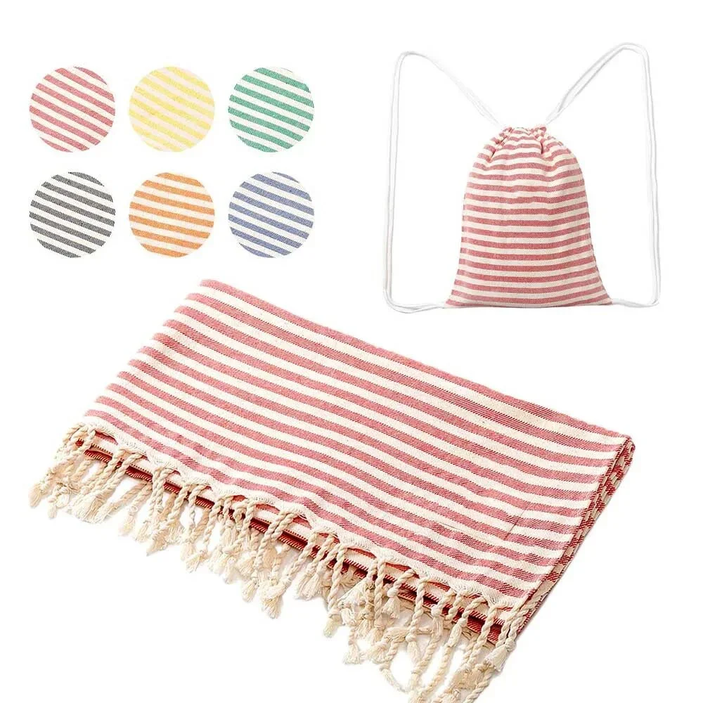 

Turkish Beach Sports Bath Towel Tassel Color Gym Camping Sauna Beach Swimming Pool Water Absorption Easy Care Fabric Stripe