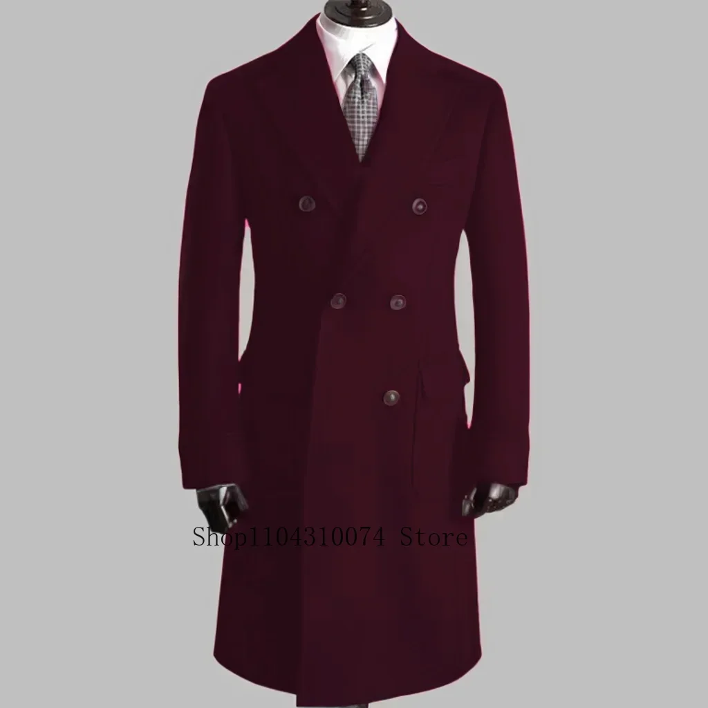 Trench Coat with Notched Lapel and Double-breasted ，comfortable Winter Jacket for Men，Double Breasted，Warm, Coat Customization