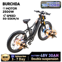 BURCHDA NEW HC26 2500W 55KM/H Dual Motors Electric Bicycle 48V30AH Lithium Battery 26Inch 4.0 Fatbike Electric Bike For Adults