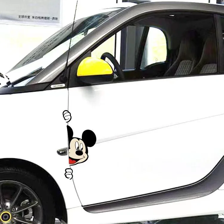 Disney Peeking Mickey Mouse Auto Aufkleber wasserdicht Auto Anime Aufkleber Auto Zubehör Anime Aufkleber für Geländewagen Fahrzeug Motorrad