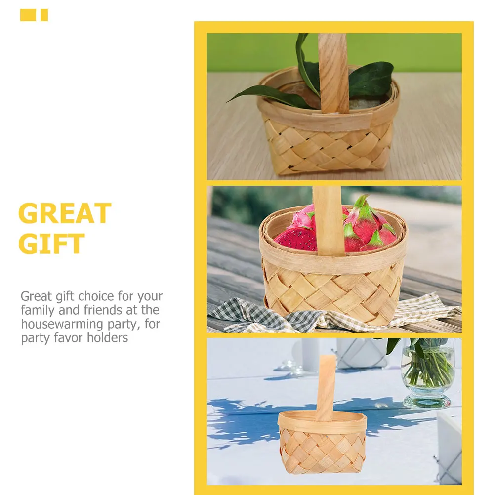 

5 Pcs Storage Basket Small Wooden Mini Woven Baskets Party Favor for Wedding Favors Guest Cute Little Miniature Girl