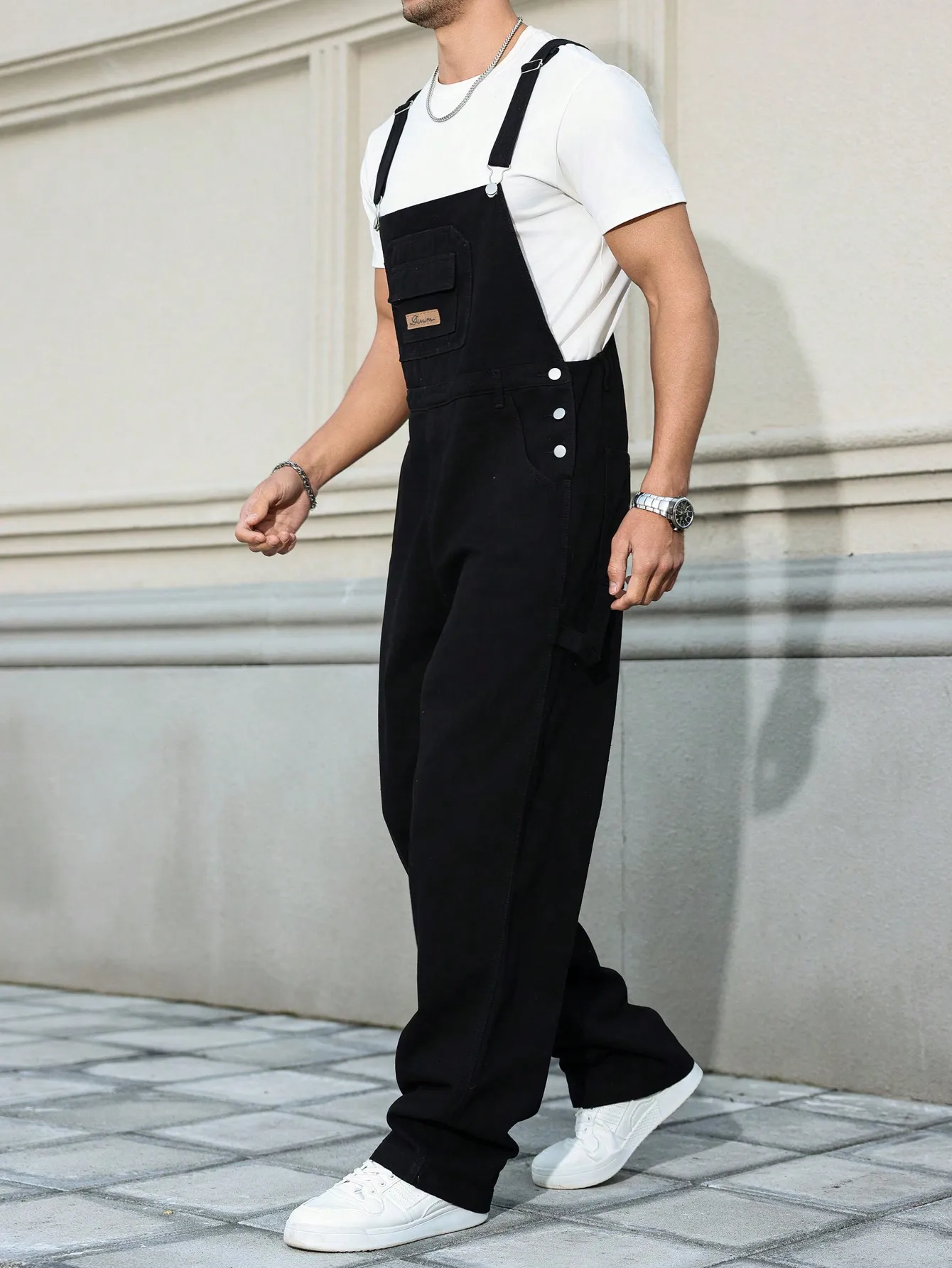 أفرول رجالي من قماش الدنيم باللون الأسود للفصول الأربعة، طراز بسيط وغير رسمي، قديم ويليمي