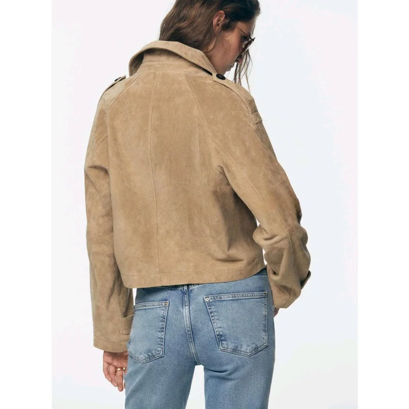 Automne nouveau femmes en cuir PU ort Jaet manteau Long Sve col rabattu coupe-vent Sle vêtements d'extérieur respirant Polyester