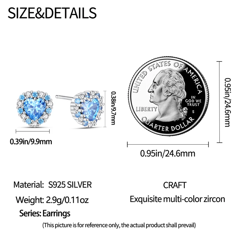 925 Sterling Silver Sweet Lovely Love Heart Series Stud Earring Zircon For Women Exquisite Daily Wear Jewelry Accessories Gifts