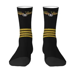 Chaussettes de pilote de vol pour femmes et hommes, chaussettes d'équipage d'aviation volantes, impression mignonne, chaussettes extensibles, été, automne, hiver