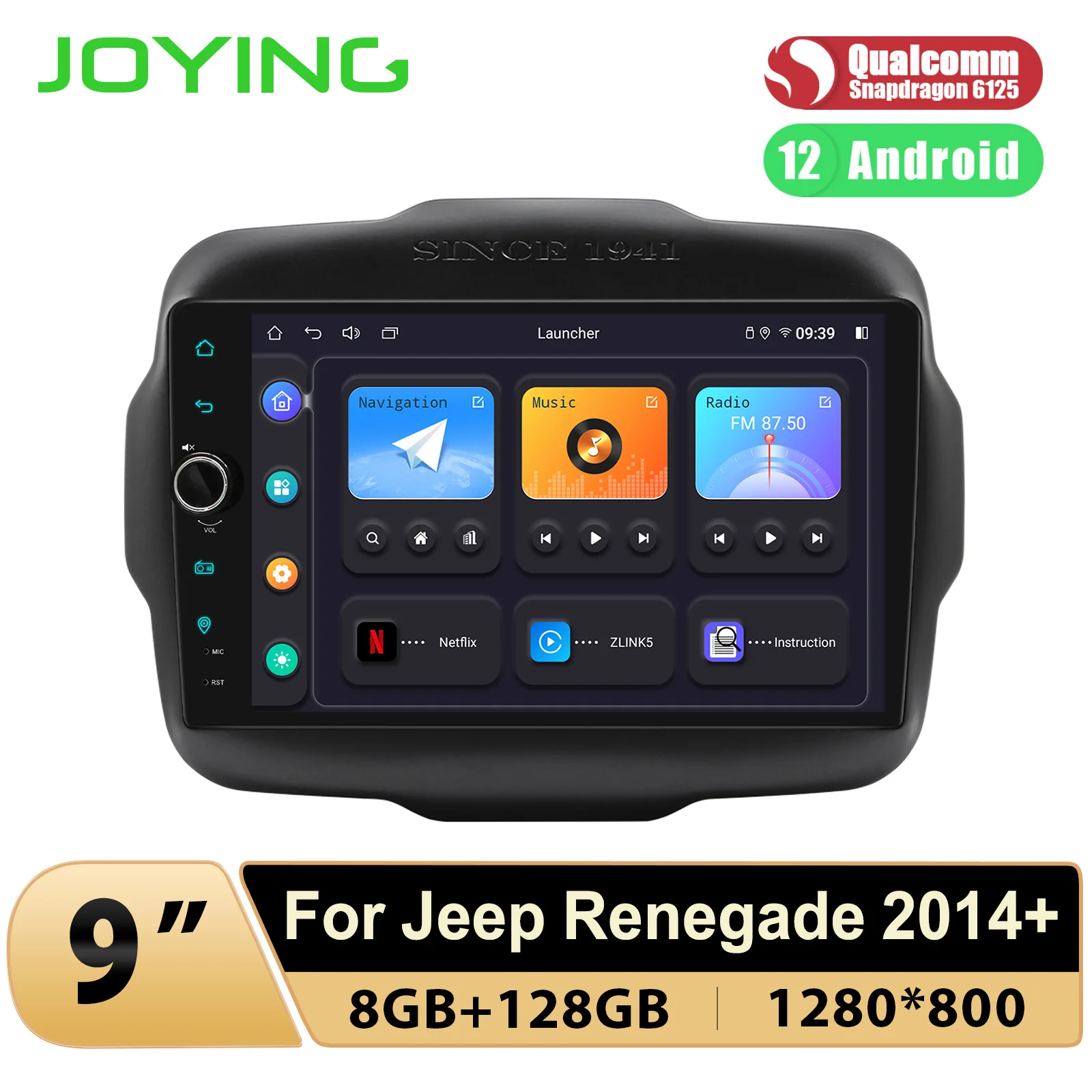 Joying Android Car Stereo Radio Autoradio GPS Navigaion Car Play Head Unit For Jeep Renegade 2014+ With 9 Inch Touch Screen