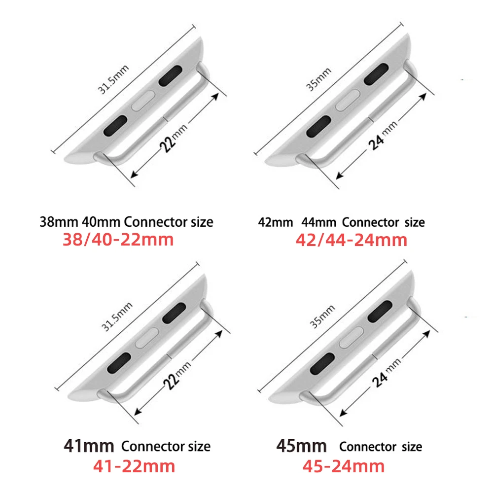 Adaptador de conector para Apple Watch, accesorios de conectores de 44/42mm, 40/38mm, 45/41mm, 49mm, iwatch 4, 6, 5, 7, 8, Se, Ultra acero inoxidable